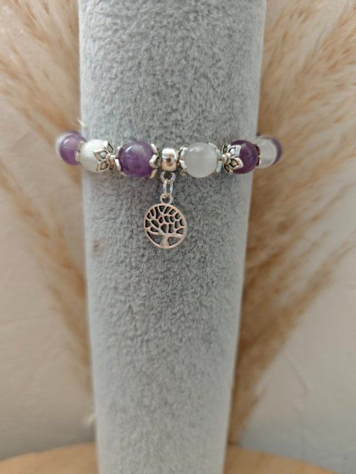 AMETHYSTE ET SELENITE 8mm