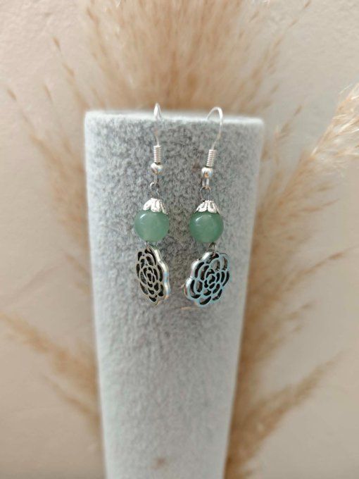 BOUCLE D'OREILLE AVENTURINE VERTE 8 mm